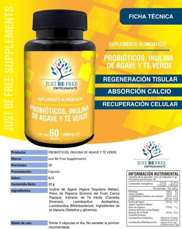 Probióticos, Inulina de Agave y Té Verde